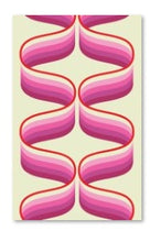 Load image into Gallery viewer, pink retro 70s style print with supergraphic swirls 70s mid century funky retro kitchen tea towel
