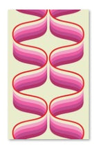 Load image into Gallery viewer, pink retro 70s style print with supergraphic swirls 70s mid century funky retro kitchen tea towel