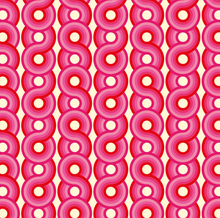 Load image into Gallery viewer, Circles Yootha Supergraphic wallpaper by 70s House manchester Estelle Bilson Bidding room, retro pink and red and made in UK luxury wallpaper made in lancashire 70s vintage retro spaceage bohemian boho hippie 60s