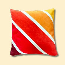 Load image into Gallery viewer, 70s Club Stripe Velvet Cushion - Tangerine - NOW LIVE!
