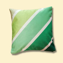 Load image into Gallery viewer, 70s Club Stripe Velvet Cushion - Pale Green - PRE ORDER
