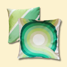 Load image into Gallery viewer, 70s Club Stripe Velvet Cushion - Pale Green - PRE ORDER
