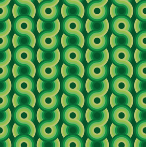 light green, apple green, green, dark green swirling 70s retro wallpaper called Yootha Pale Green 70s retro funky mid century style wallpaper